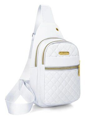 Women's/Men's Small Crossbody Sling Backpack, WHITE